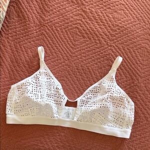 Negative Underwear White Eyelet Lace Cut Out Bra Bralette with Adjustable Straps